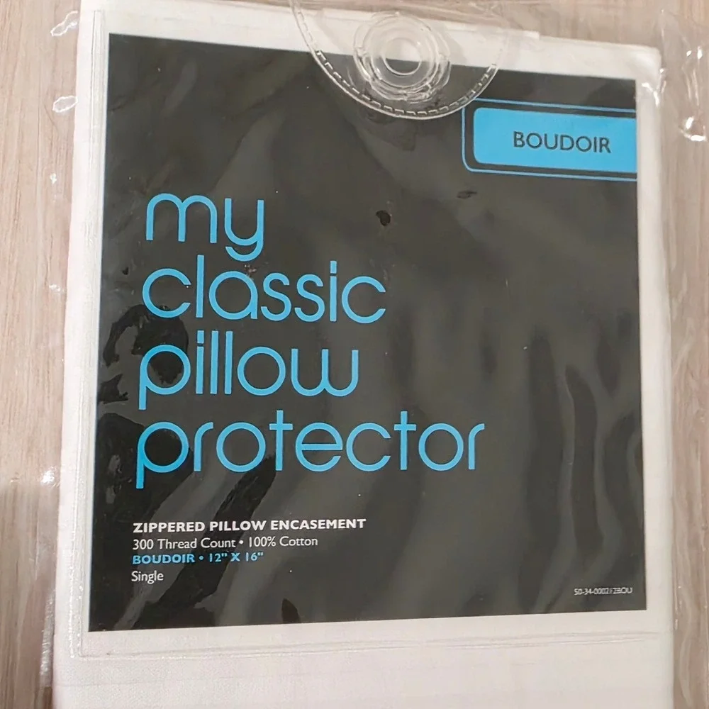2pk My Classic Pillow Protector Boudoir 12x16 100% Cotton 300TC Zippered White